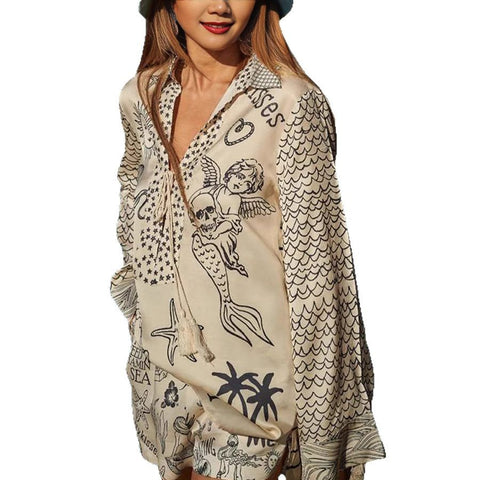 Fashion Casual Positioning Printed Satin Two-piece Set m301592