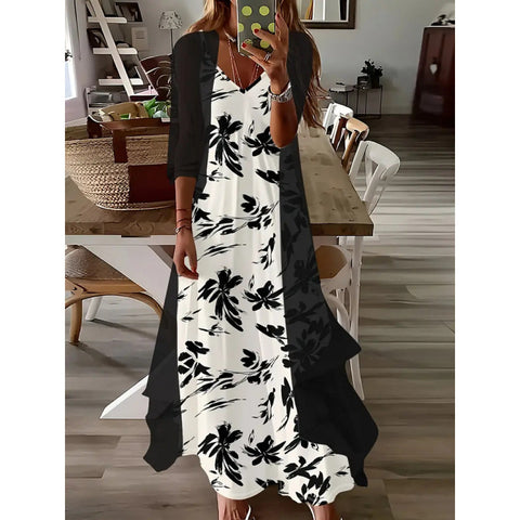 Women's inner dress two-piece floral print dress m302894