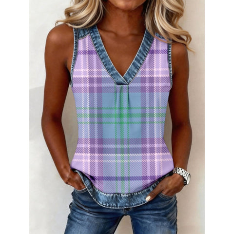 Casual plaid sleeveless vest small suspender m302807