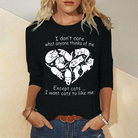 Crew neck T-shirt women's long-sleeved loose printed top m300648