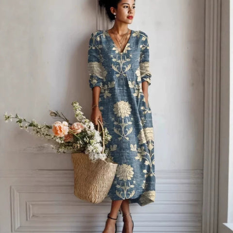 Printed V-neck dress FF303186