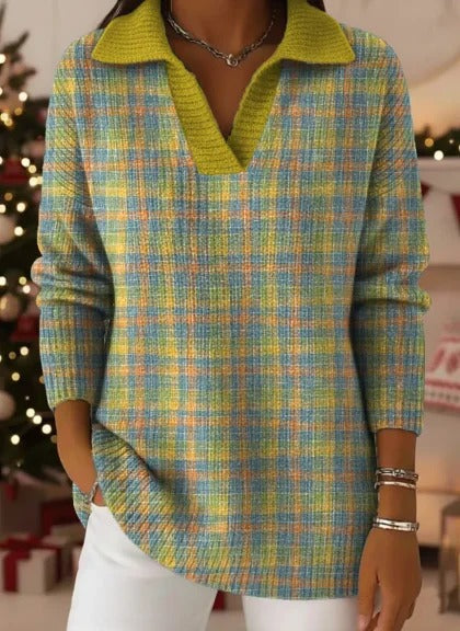 Polo neck sweater loose and thin long sleeve pullover FF303431 01