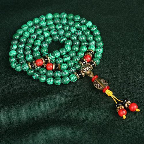 Malachite 108 Buddha Beads Bracelet Round Beads 8mm Malachite Buddha Beads Rosary Beads Bracelet m3331294