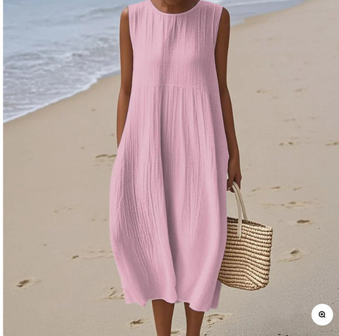 New sleeveless casual printing temperament long dress dress slim fit small fresh m302083