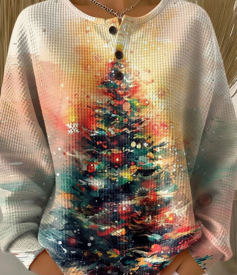 3D-Digitaldruck lockeres lässiges Waffel-Stehkragen-Langarmshirt m303065