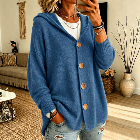 Button knitted hooded cardigan sweater jacket m303202