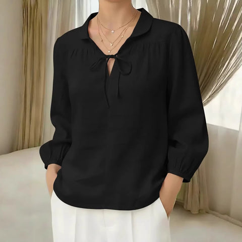 Lace collar lace-up top lantern sleeve m302719