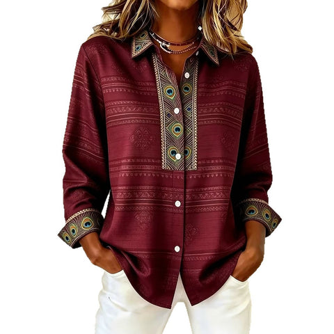 Damen Langarmshirt mit einzigartigem Ethno-Druck m303211