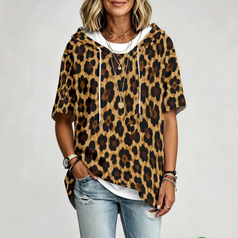 Hooded seven-quarter sleeve loose shoulder drawstring hoodie fashion women's clothing m303062