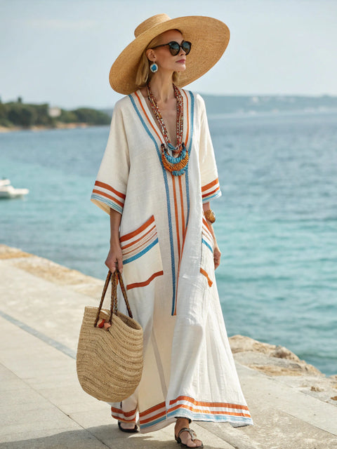 Elegant large size printed long pendulum dress m301523