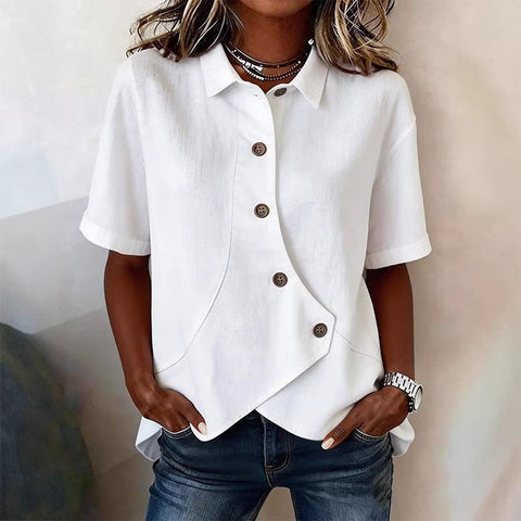 Ladies casual solid color irregular shirt m302626