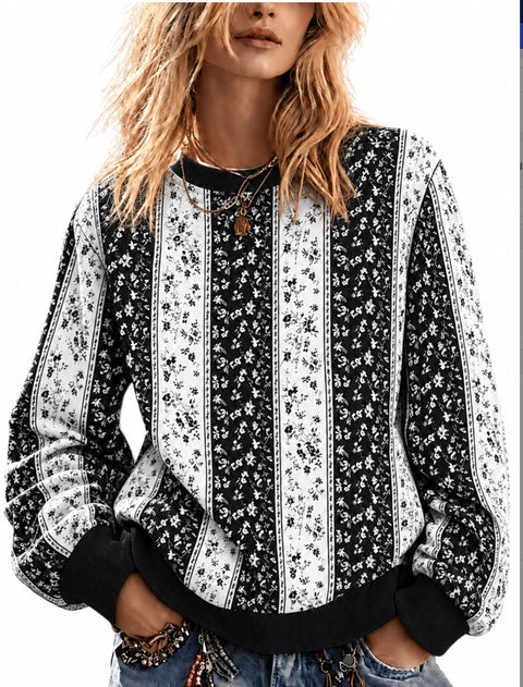 Casual Crew Neck Long Sleeve Pullover 3D Digital Printing Women's Sweater FF303429 05