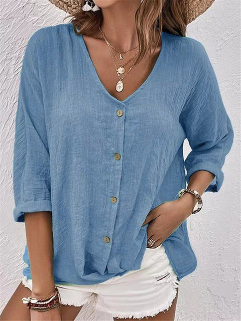 V-neck pullover short-sleeved loose-fitting women's shirt casual women's top m301298