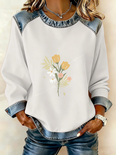 Women's printed women's crew neck sweater m302298