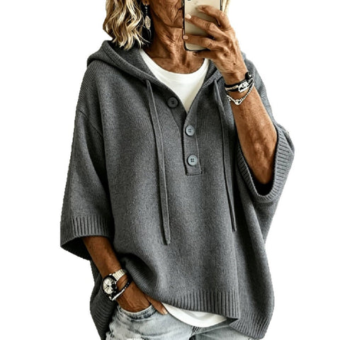 Half-open button lazy wind sweater autumn and winter solid color versatile m303201