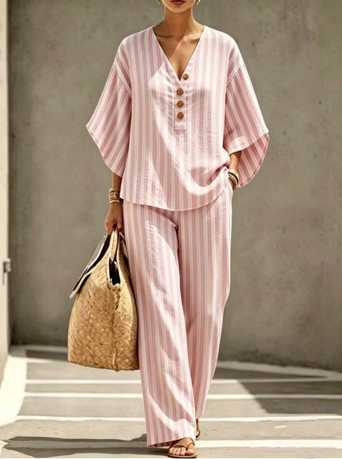 Women's loose casual striped linen fashion suit shirt women's m302775
