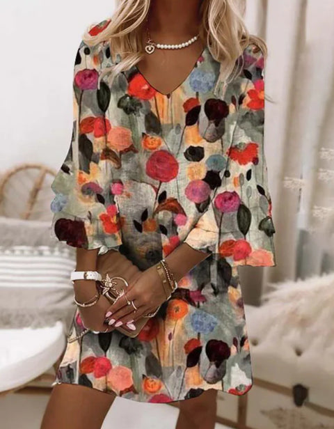 Robe sans manches à col en V, impression numérique 3D m301223 