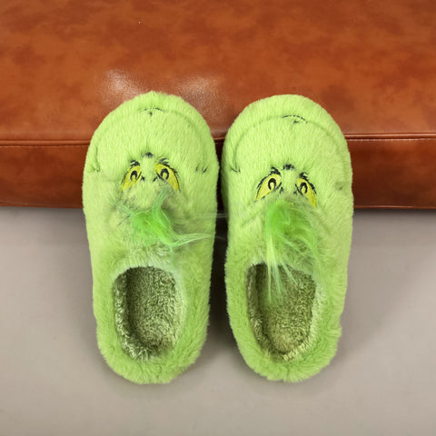 Cute Home Christmas Grinch Warm Winter Cotton Slippers Thick Non-slip FF3332047