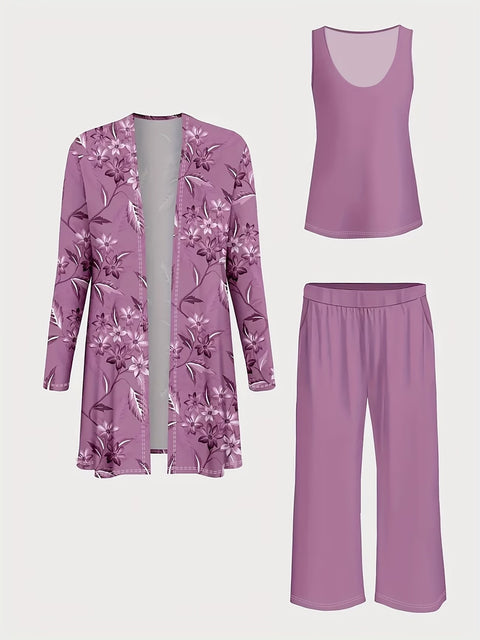 Jacket with vest top and elegant slacks 3-piece women's set m302760