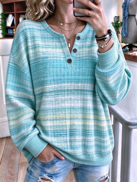 Autumn and winter women's new multi-color 3D printed women's button fashion sweater FF303493