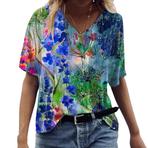 Loose T-shirt women's crew neck top m303073-3