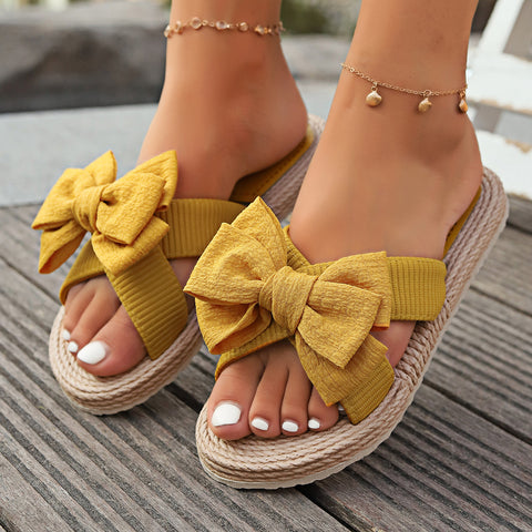 One-character women's hemp rope bottom large flower fashion casual outer wear flat-bottomed slippers m302356