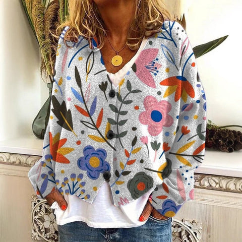 New Christmas abstract print casual cape jacket cardigan sweater m301665