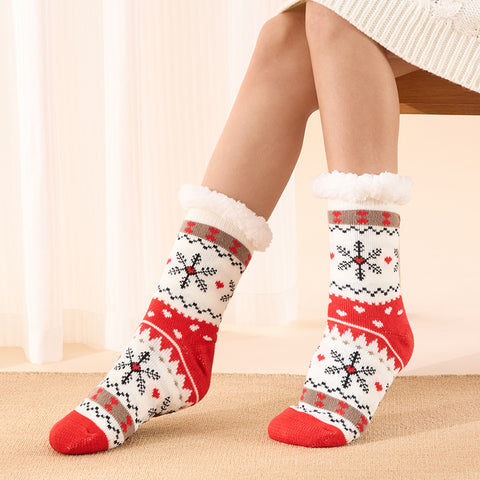 Christmas stockings children floor socks adult winter fleece snow socks FF3332043