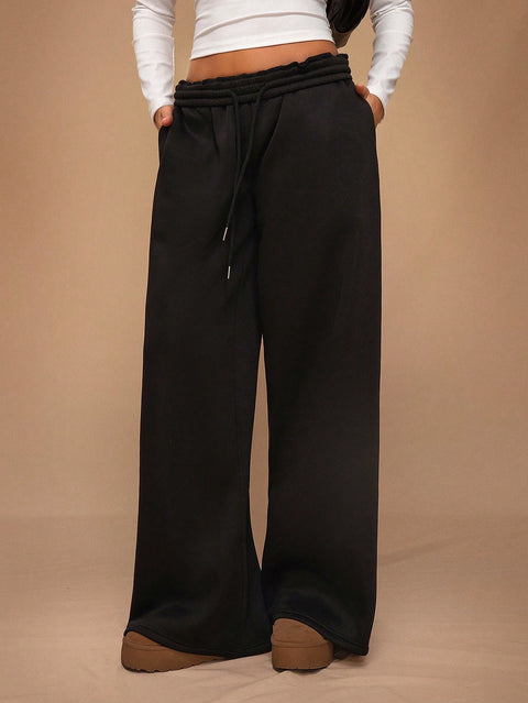 Women's autumn and winter rubber band velvet loose wide-leg sports casual trousers m301677