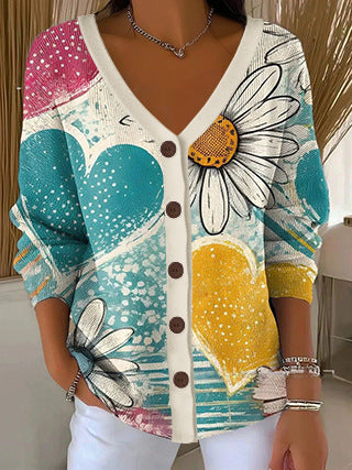 3D Digital Printed Women's Shoulder Cardigan Sweater FF303400 04