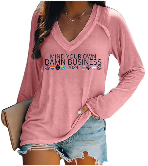 Women's V-neck long sleeve horror red graffiti 3D digital printing m301556