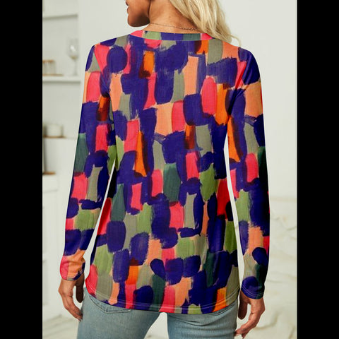 Creative Christmas Pattern Women's Long Sleeve Stand-Up Collar Half Zip Sweater m302109