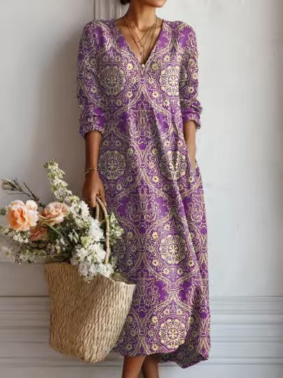 Printed V-neck dress FF303186