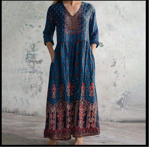 3D printing Amazon European and American summer casual loose long-sleeved dress m301729