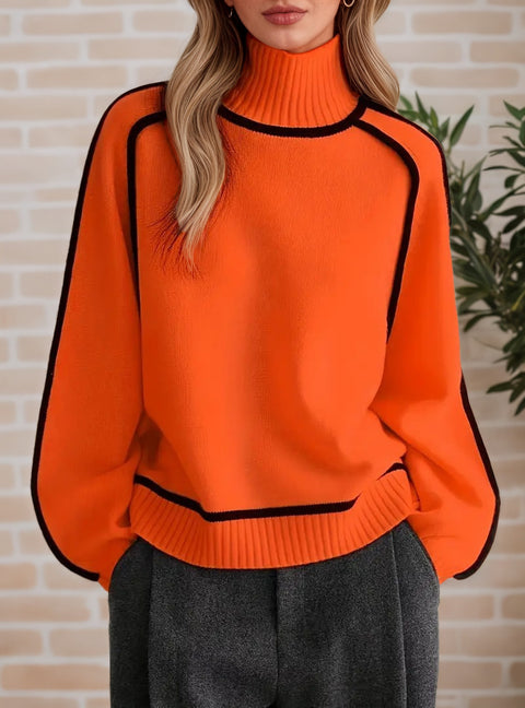 Women's sweater fashion semi-turtleneck with rotator sleeves top temperament line thread bottoming knitted sweater m302084