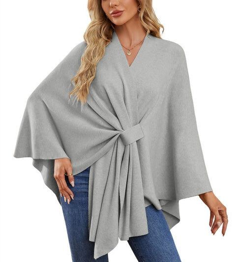 Ladies Elegant One Piece Solid Color Soft Shawl Jacket Cloak Top m301329