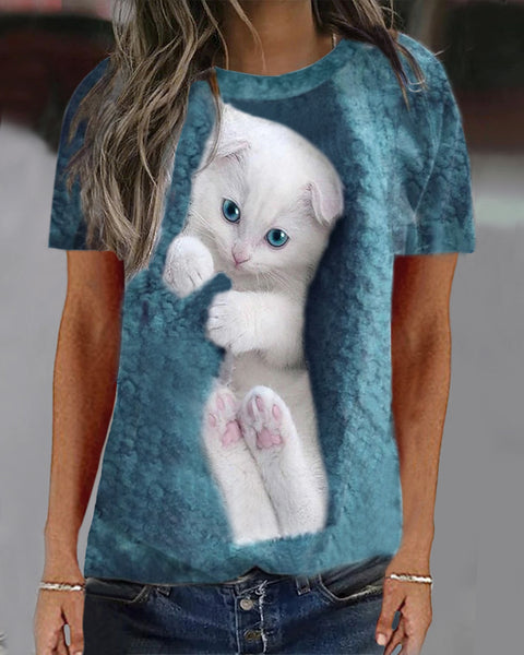 Spring and summer animal loose print long-sleeved crew neck sweater m300744