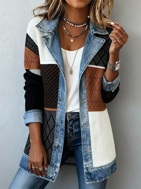 New women's clothing fashionable and elegant slim-fitting long-sleeved splicing jacket m303210