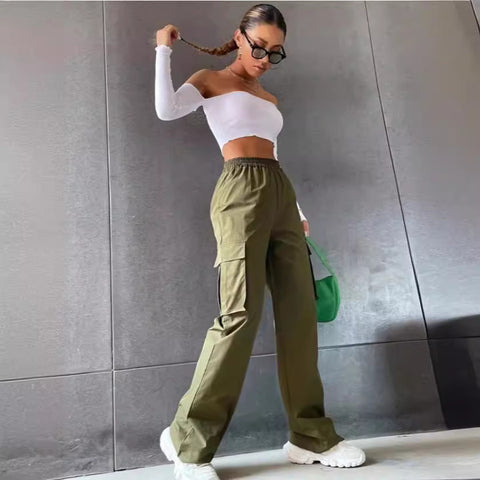 Beltless trousers high waist season wide leg trousers straight loose temperament commuter trousers casual trousers m301371