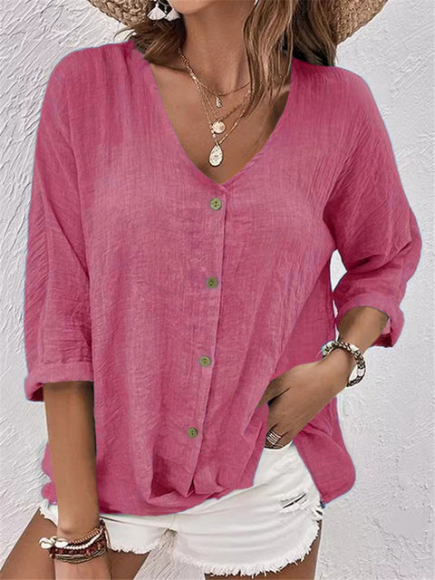 V-neck pullover short-sleeved loose-fitting women's shirt casual women's top m301298