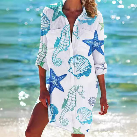 Veste de bikini, maillot de bain, cardigan, chemise de plage imprimée pour femme, m301274 