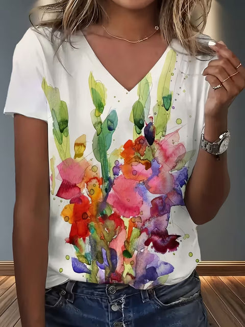 Women's short-sleeved Independence Day commemorative elements retro digital printing T-shirt m302612