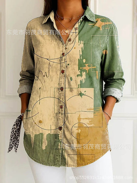 Long Sleeve Button Shirt Line Button Shirt m303196
