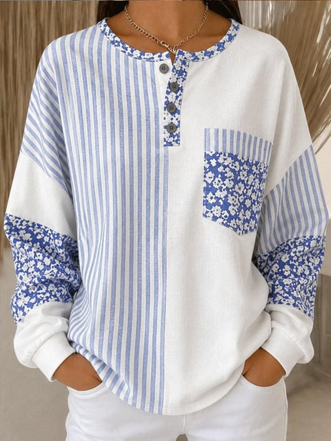 Striped Printed Fashion Loose Versatile Women's Sweater FF303428 02