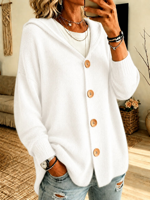 Button knitted hooded cardigan sweater jacket m303202