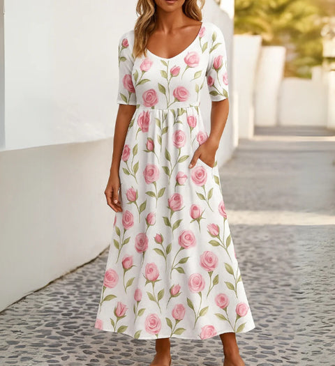 Fashion digital print big wide dress m302128