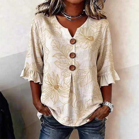 Digital printing sweet and cute T-shirt lace sleeve m302842