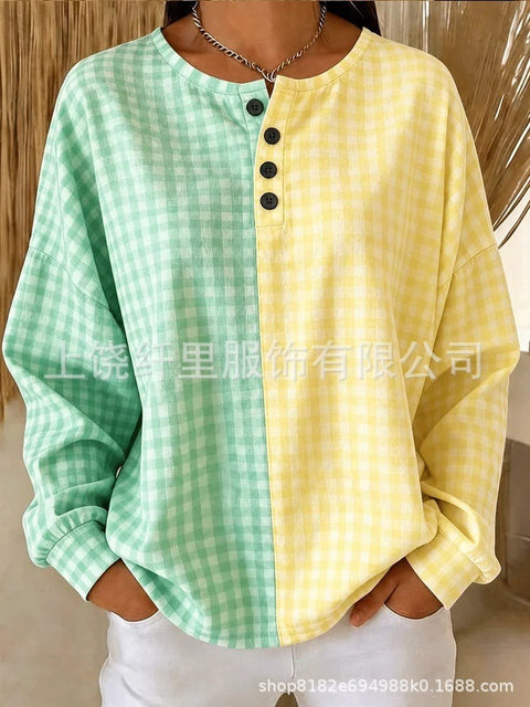 Crew neck 4 buckle spring and autumn fashion pattern 3D printing casual loose women's sweater FF303411 02