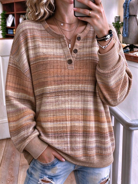 Autumn and winter women's new multi-color 3D printed women's button fashion sweater FF303493
