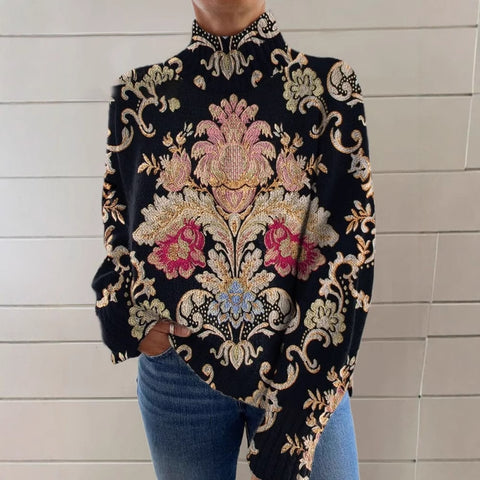 3D color matching pattern printing autumn and winter independent station new turtleneck long-sleeved sweater m300938